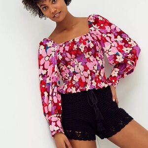 Free People Ariana Long Puff Sleeve Top Large